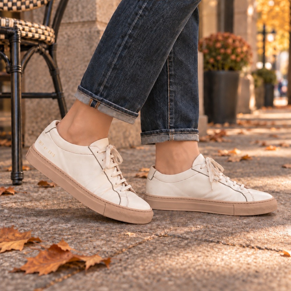 Woman by Common Projects Achilles Low Sneakers 41 US 11 White Blush Italy
